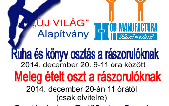 Ruha-, köny- és melegétel-osztás a rászorulóknak december 20-án 9 órától